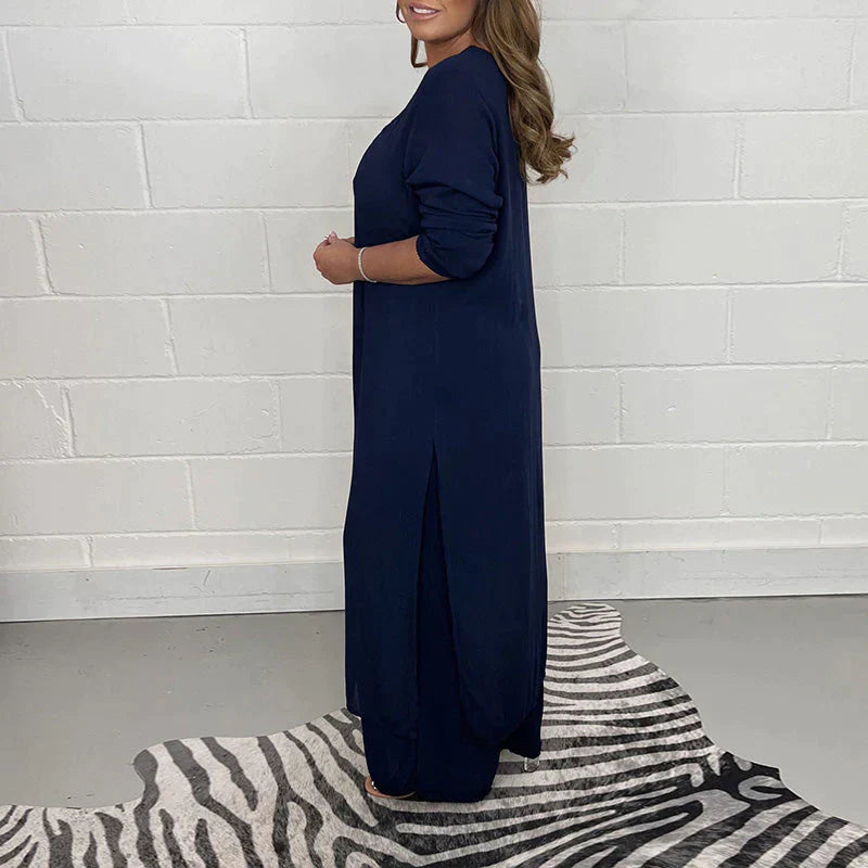 ELENA – Conjunto de dos piezas con blusa larga y pantalón