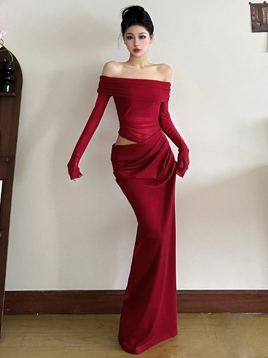 ARLA | Vestido Ajustado con Hombros Descubiertos y Detalles de Malla | Elegante y Sensual para Ocasiones Especiales 5