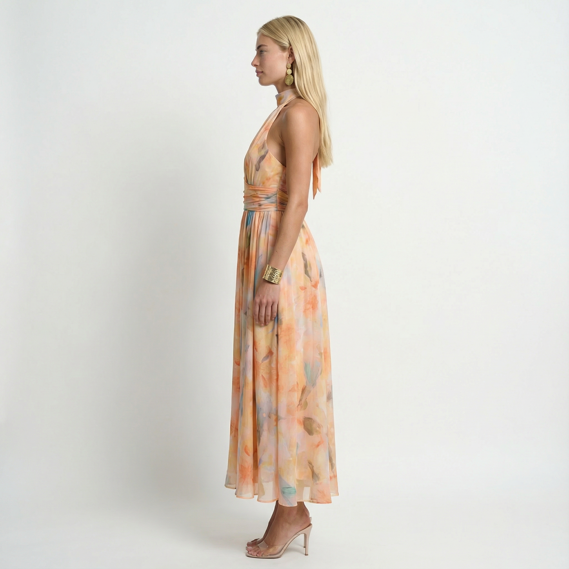 AcuarelaDream | Elegante Vestido Largo Halter con Espalda Abierta 3