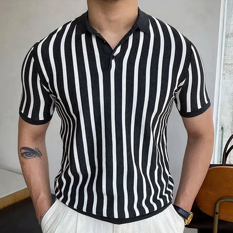 Antonio | Elegante Polo de Hombre con Rayas Verticales y Ajuste Entallado 0