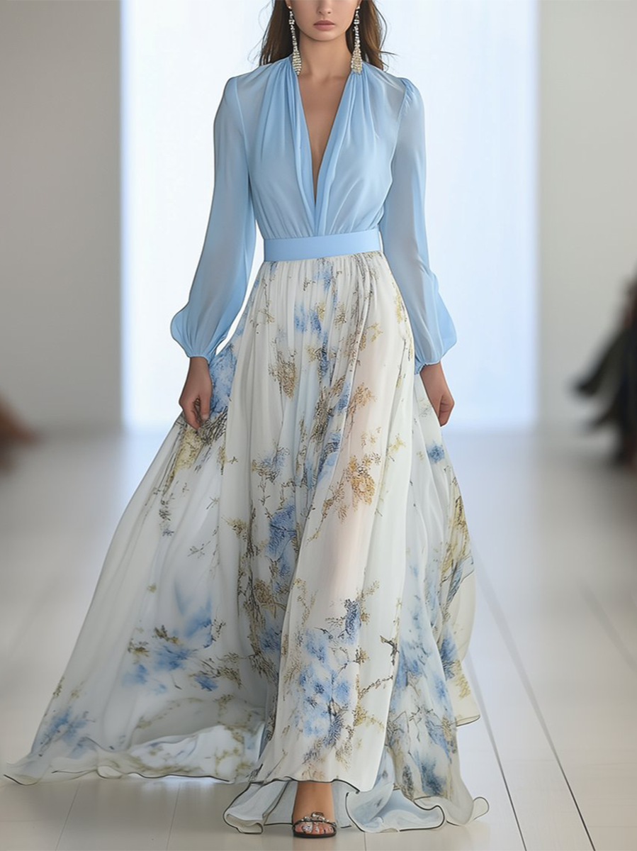 Cassandra | Elegante Vestido Largo con Escote en V para Mujer 0