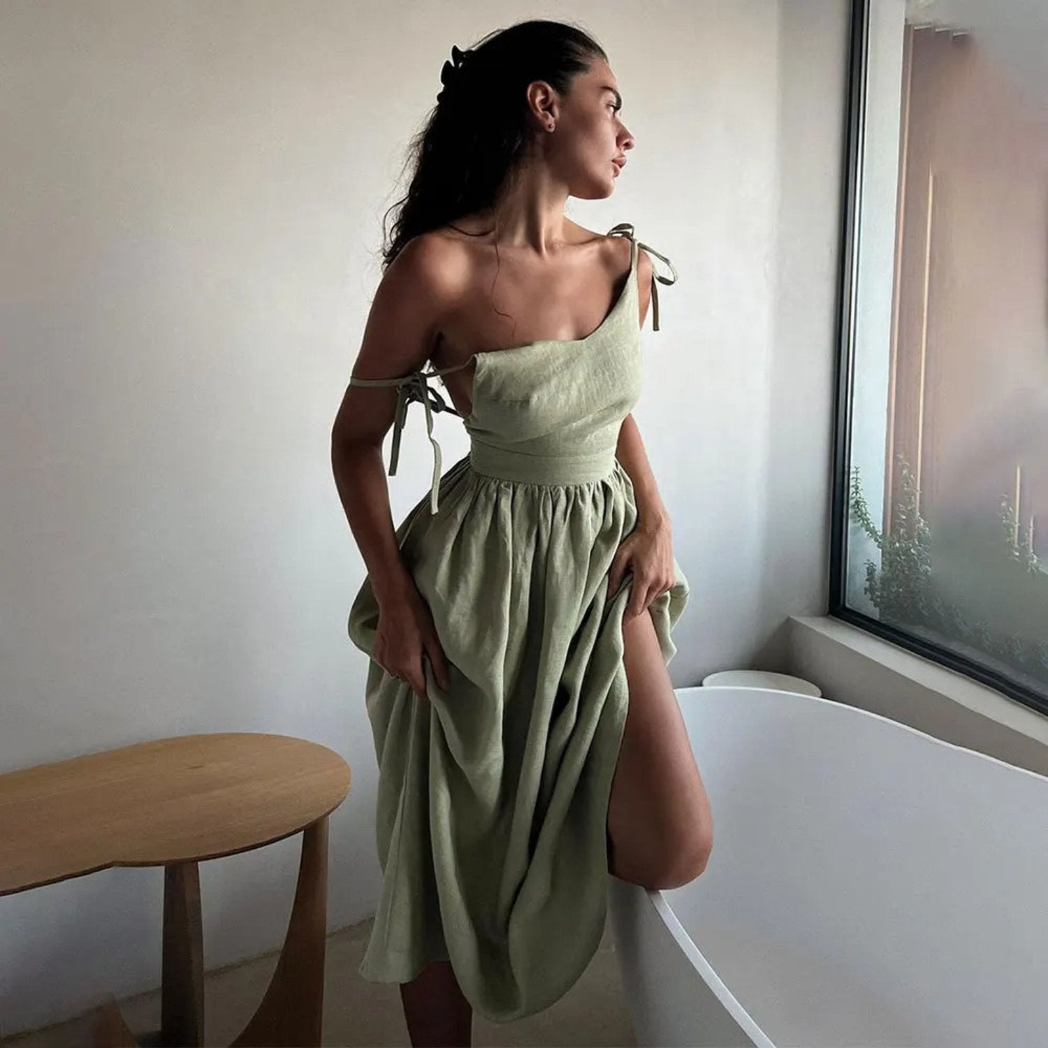 Clara | Vestido Largo Sin Mangas de Lino Elegante para Mujer en Verano 0
