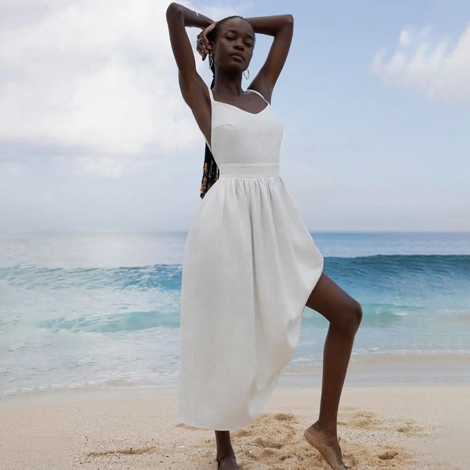 Clara | Vestido Largo Sin Mangas de Lino Elegante para Mujer en Verano 2