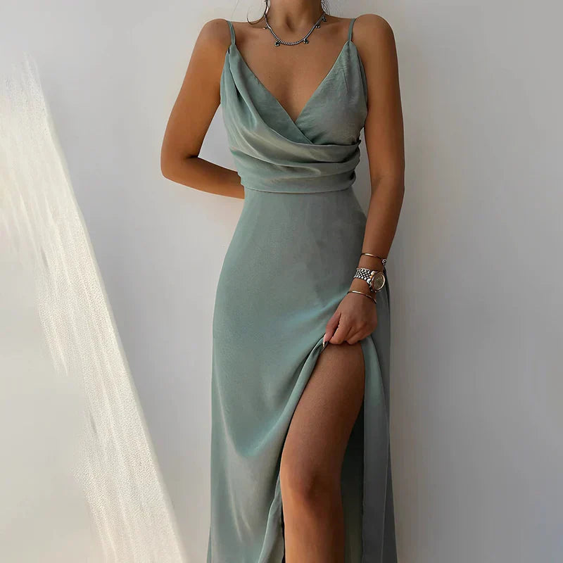 Clara | Vestido de Satén con Abertura para Mujer 0