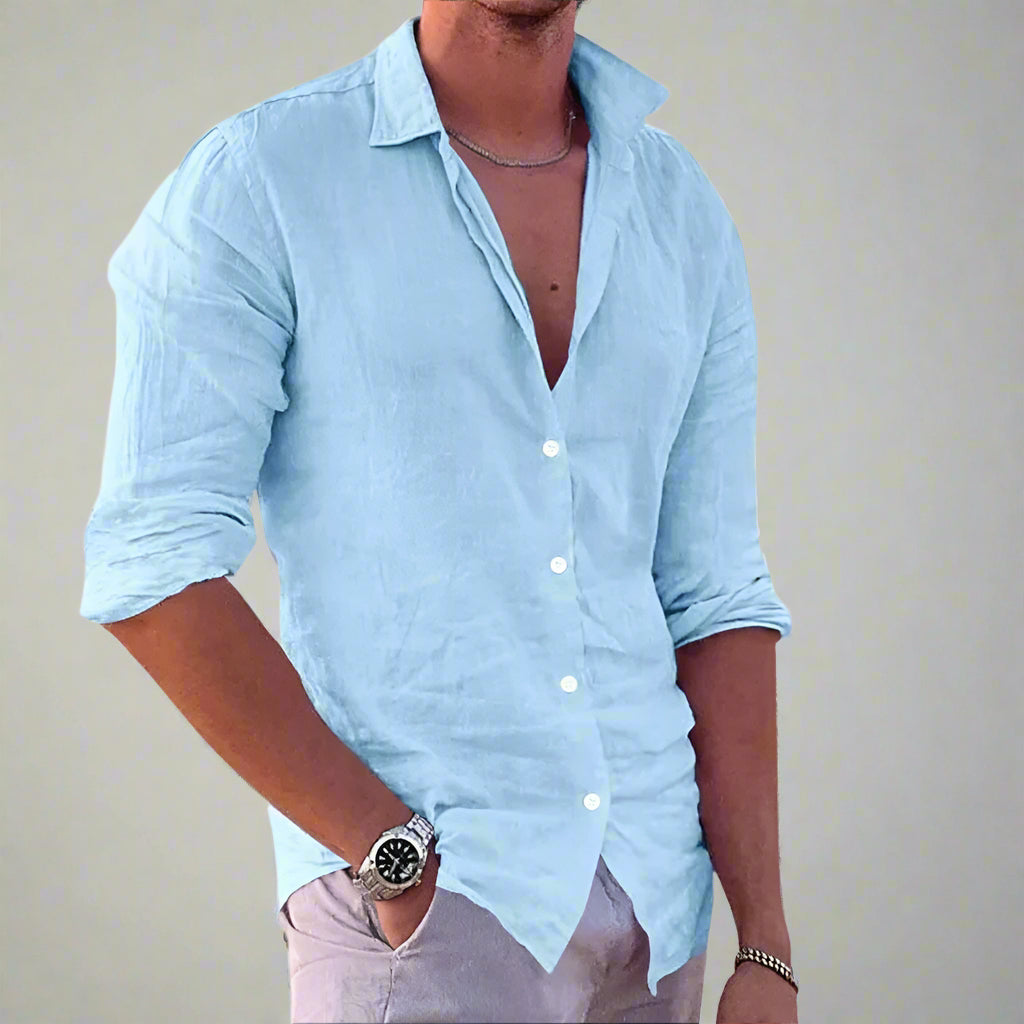 Diego | Camisa Casual Ligera Azul para Hombre 0