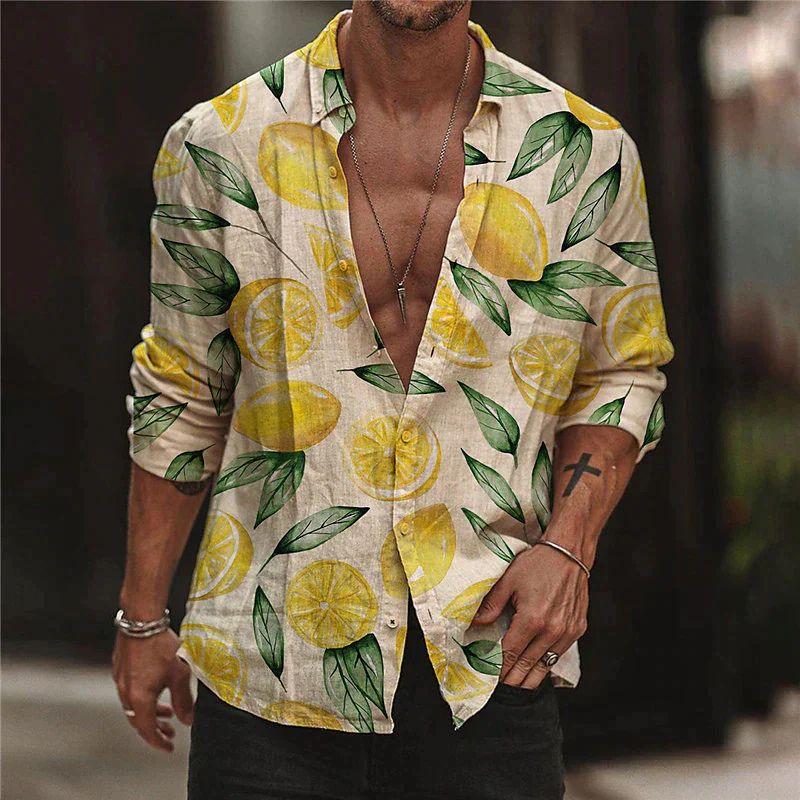 Diego | Polo Casual de Verano para Hombre con Estampado de Limones 1