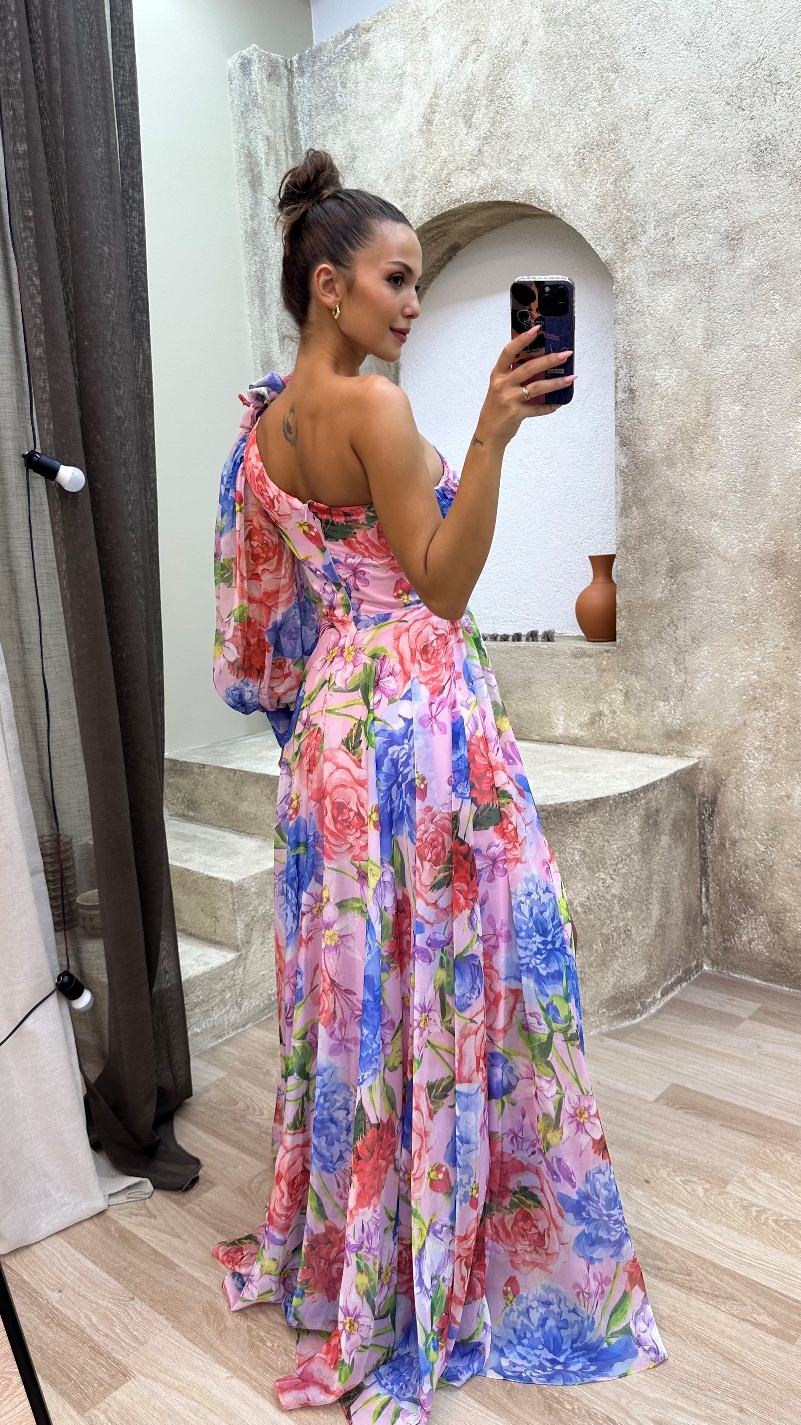 Elanisse | Vestido Largo Floral con Hombro Descubierto y Corte Elegante | Ideal para Bodas y Celebraciones 1