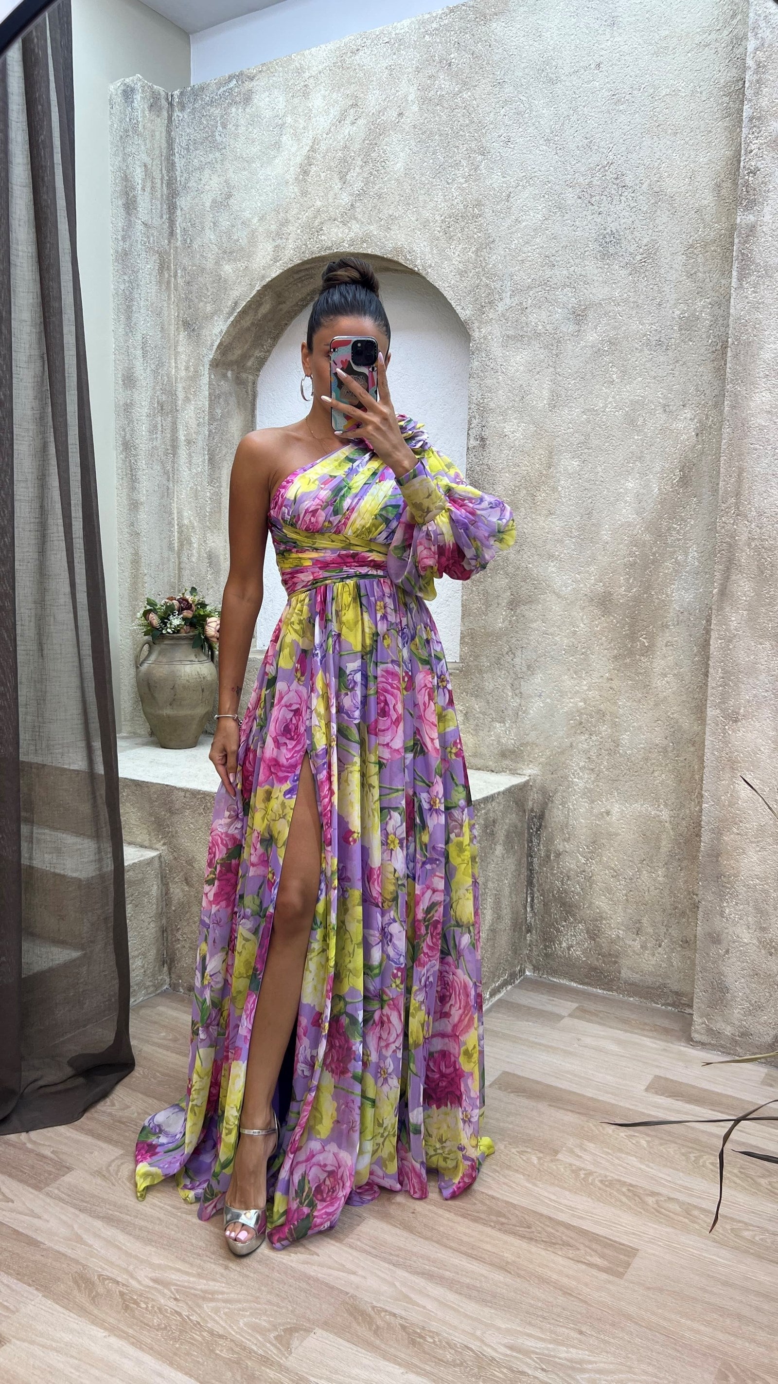 Elanisse | Vestido Largo Floral con Hombro Descubierto y Corte Elegante | Ideal para Bodas y Celebraciones 2