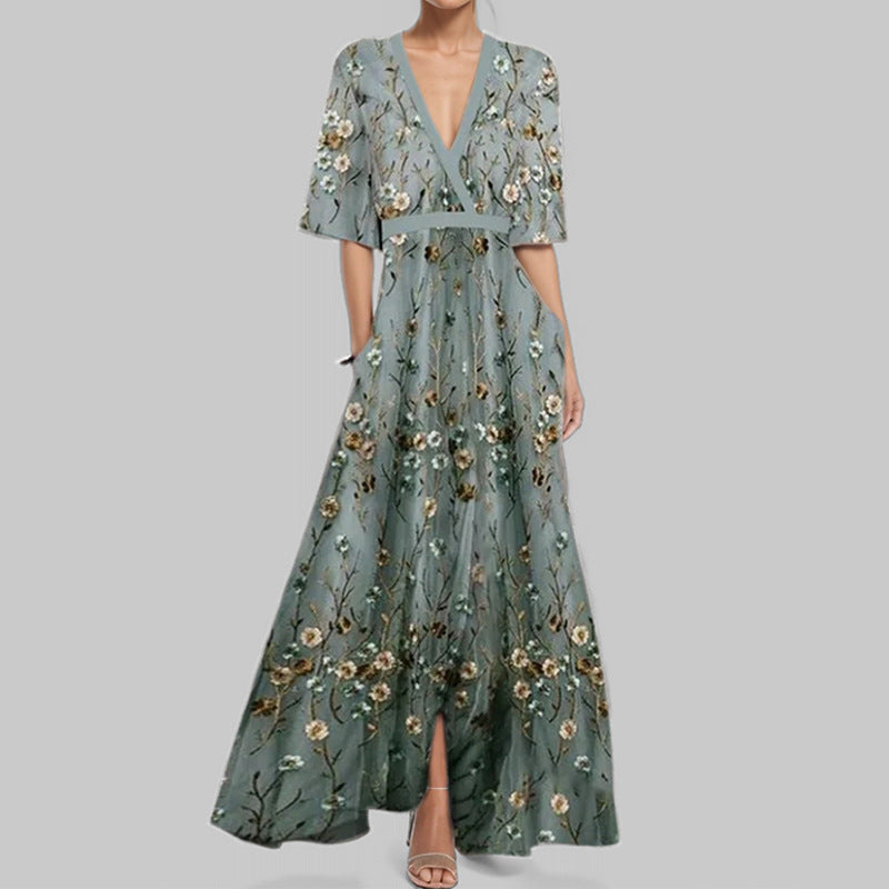 Elegante Vestido de Noche con Detalles Florales para Mujeres | Diseño Sofisticado para Eventos Especiales 4