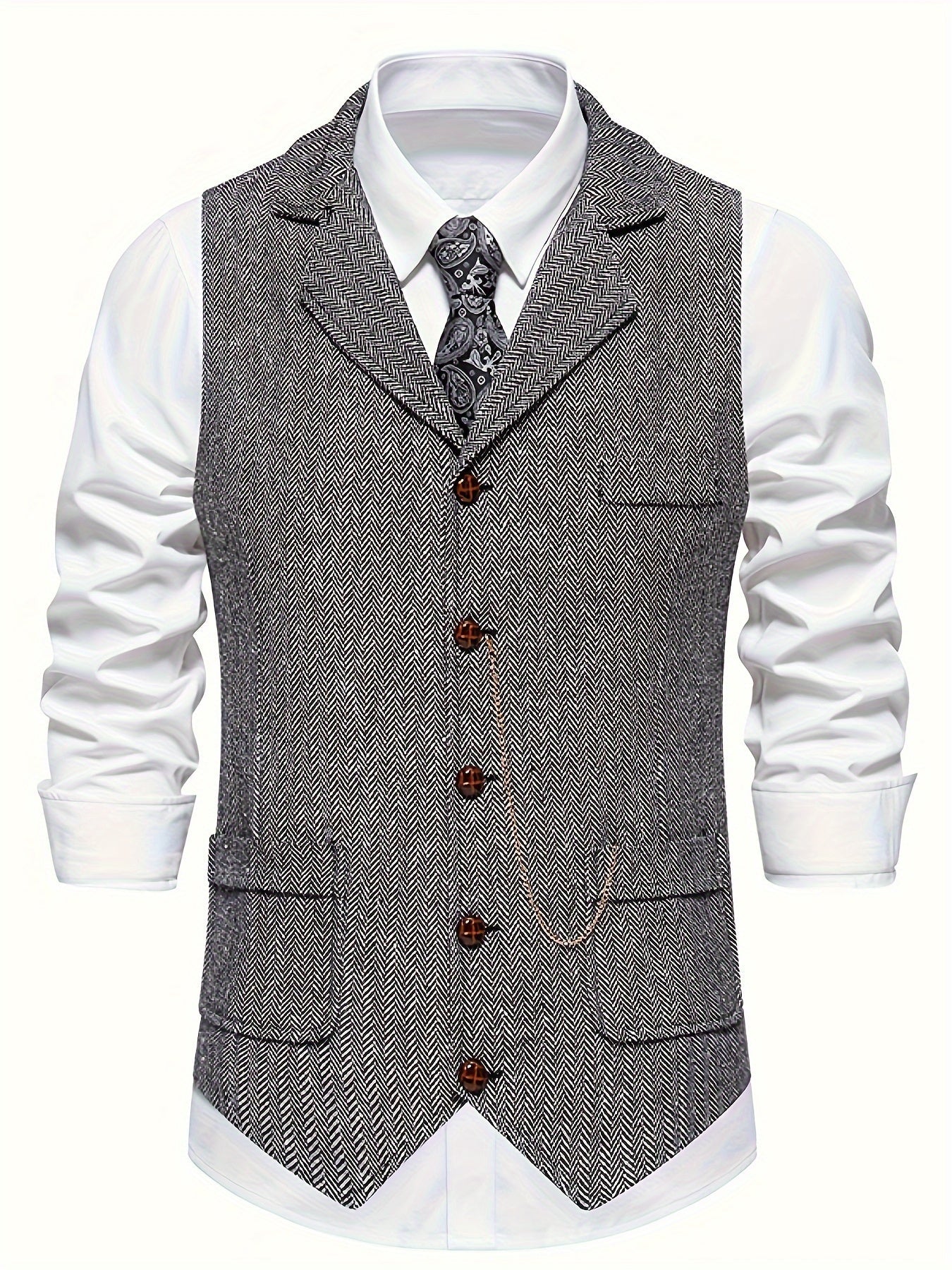Ethan | Elegante Chaleco Hombre con Diseño de Espiga y Corte Entallado 0