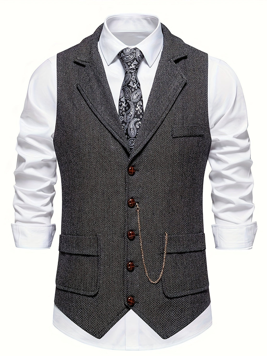Ethan | Elegante Chaleco Hombre con Diseño de Espiga y Corte Entallado 2
