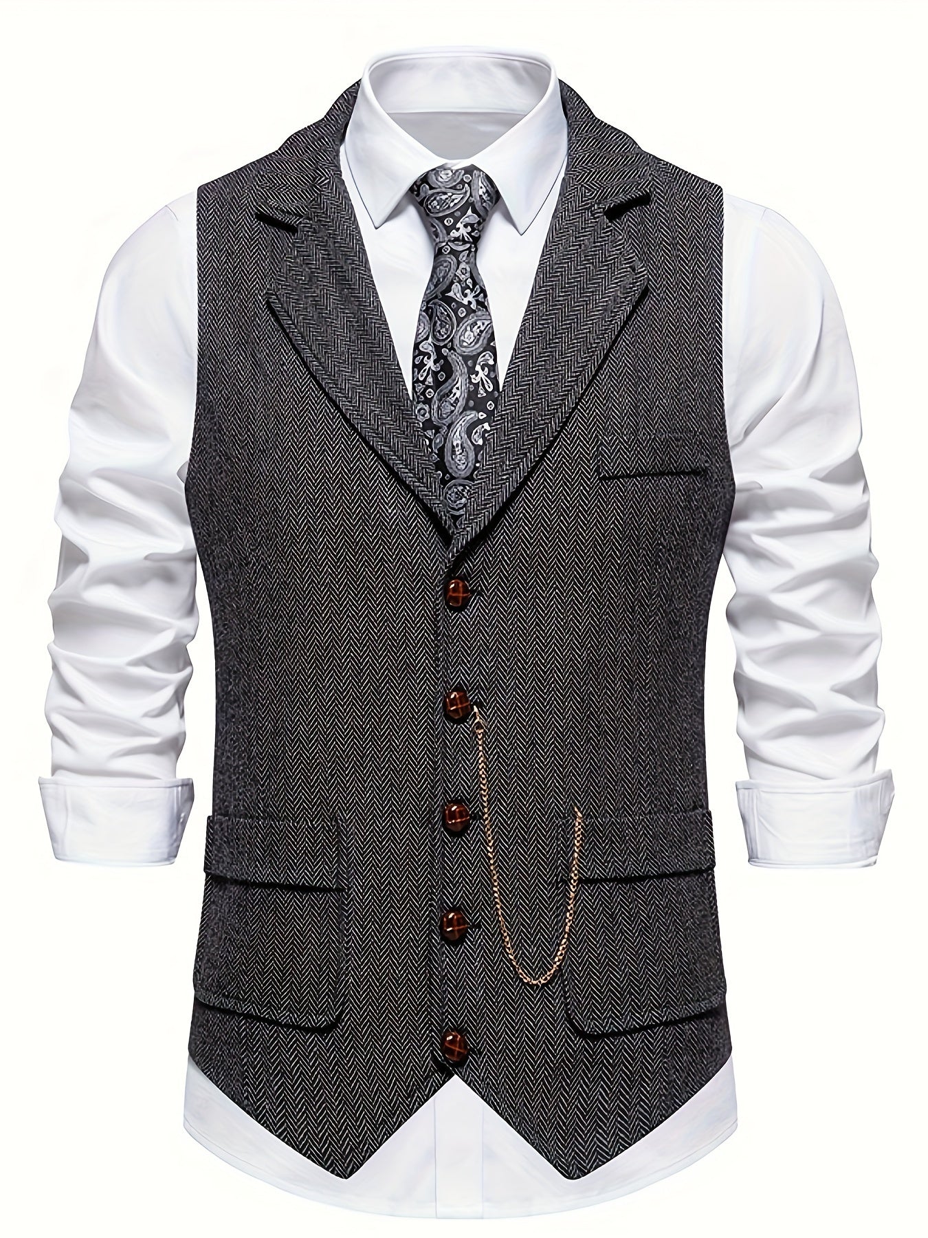 Ethan | Elegante Chaleco Hombre con Diseño de Espiga y Corte Entallado 2