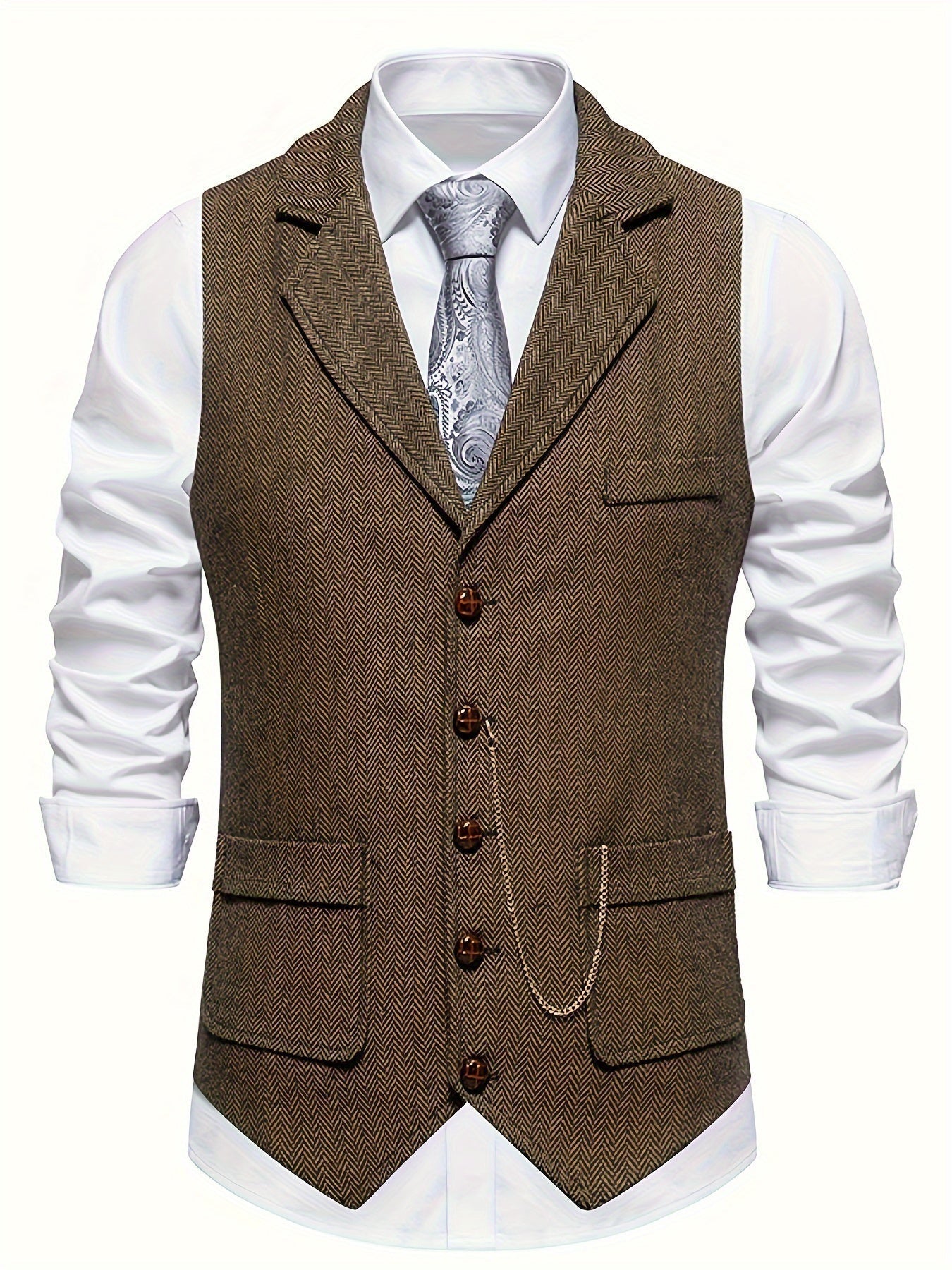 Ethan | Elegante Chaleco Hombre con Diseño de Espiga y Corte Entallado 3