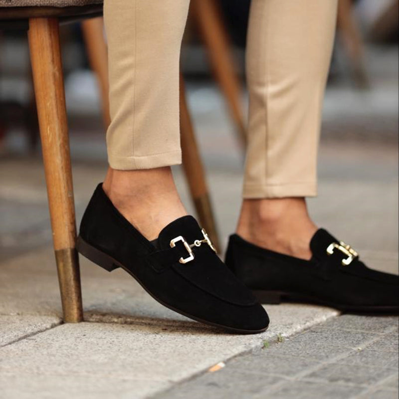 Ethan | Elegantes Mocasines Negros de Piel Sintética con Detalle Metálico 5