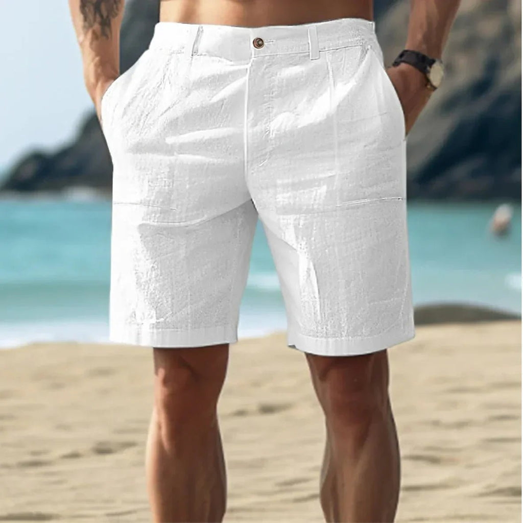 Fernando | Pantalones Cortos de Lino para Hombre con Diseño Plano para Verano 0