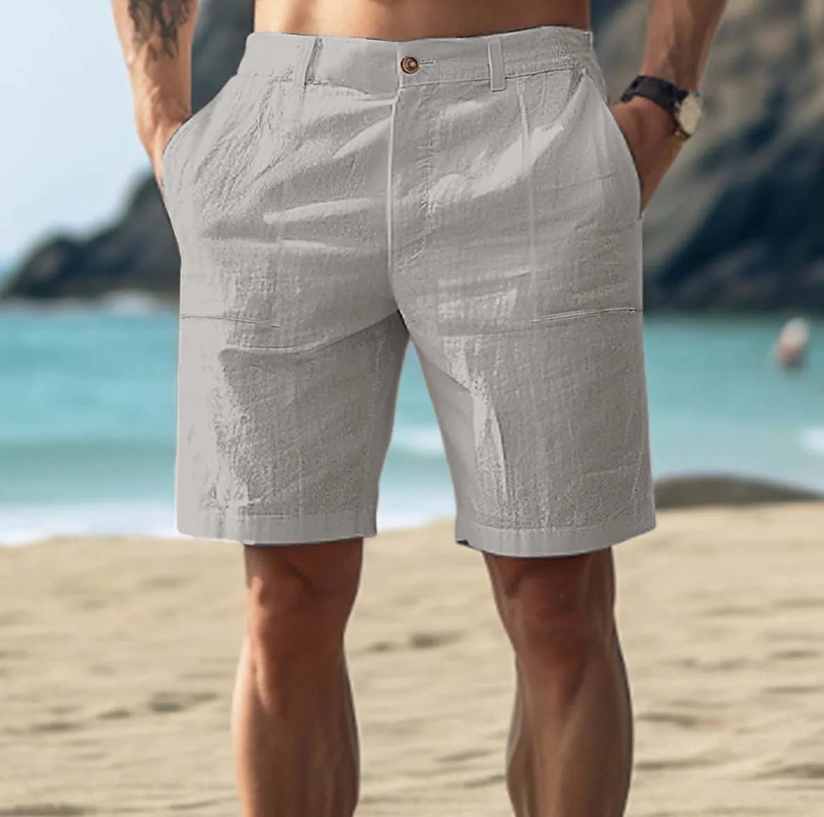 Fernando | Pantalones Cortos de Lino para Hombre con Diseño Plano para Verano 2