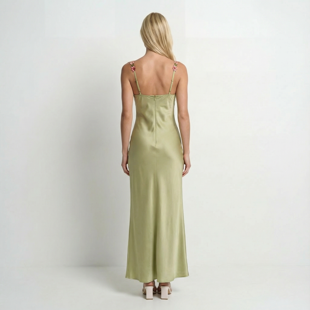 FloralElegance | Elegante Vestido Largo Mujer Sin Mangas con Bordado 2