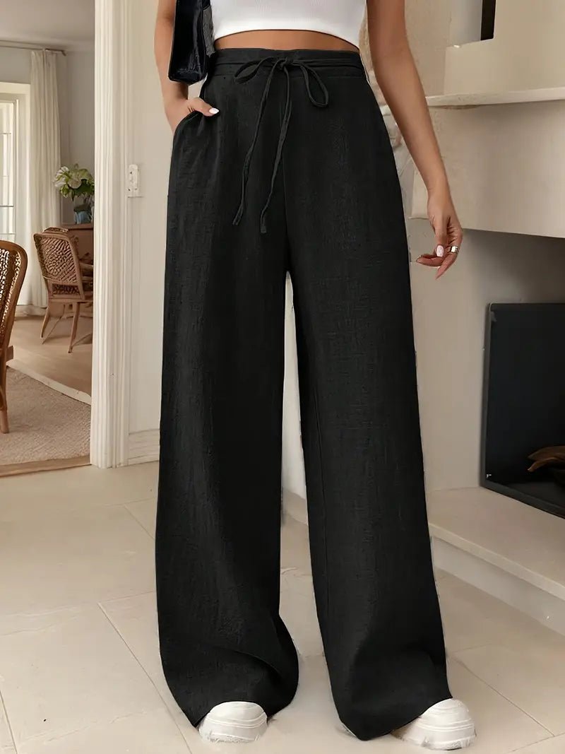 Isabel | Pantalones Anchos de Lino para Mujer con Cintura Alta y Cordón 2