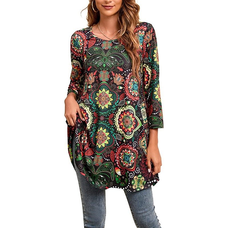 Isabel | Túnica Boho de Manga 3/4 con Estampado de Mandala para Mujer 6