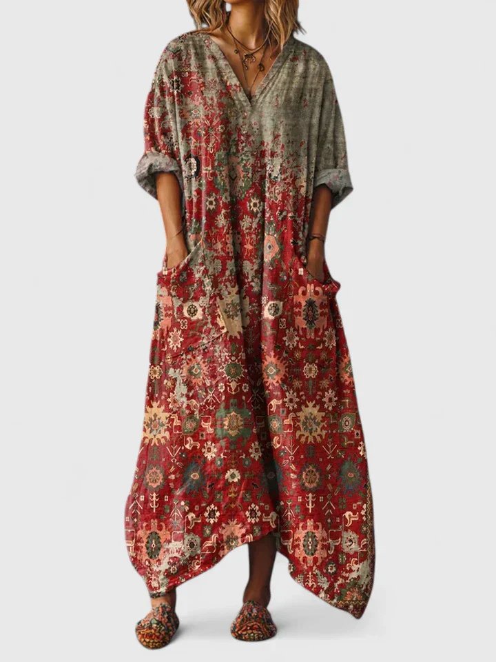 Isabella | Maxi Vestido Bohemio de Algodón con Estampado Paisley para Mujer 1