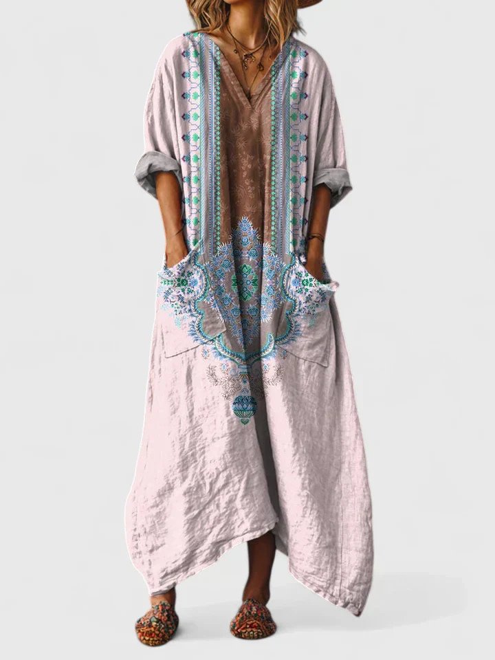 Isabella | Maxi Vestido Bohemio de Algodón con Estampado Paisley para Mujer 2