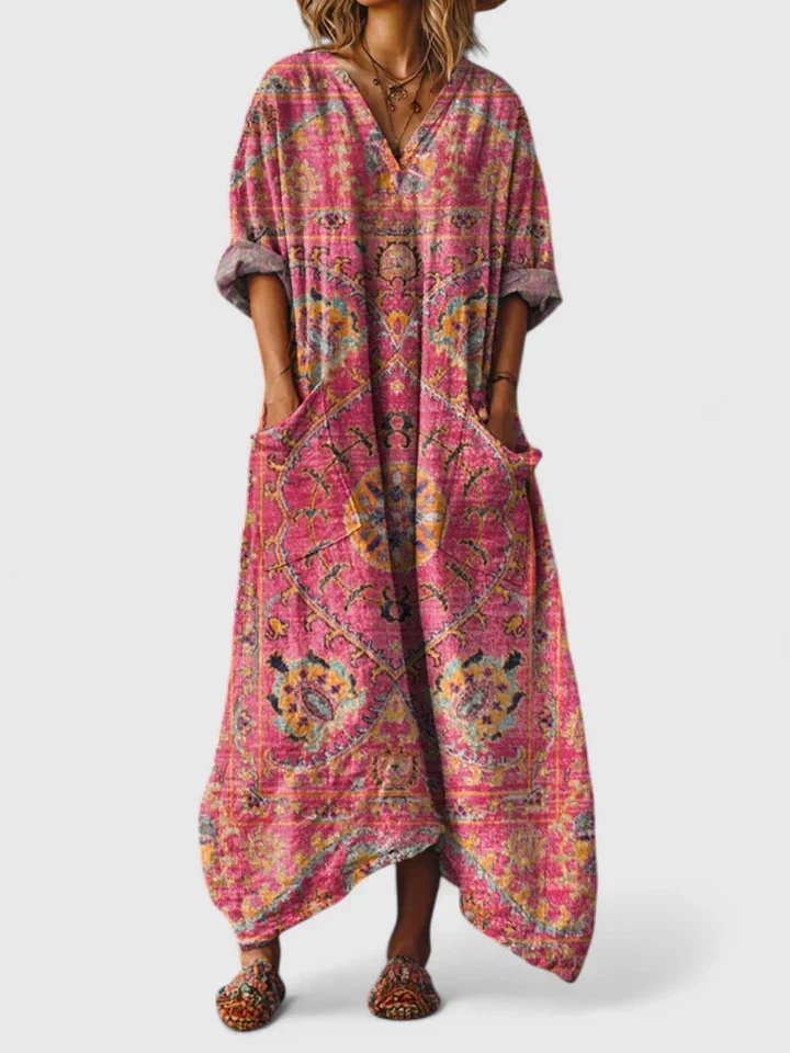 Isabella | Maxi Vestido Bohemio de Algodón con Estampado Paisley para Mujer 3