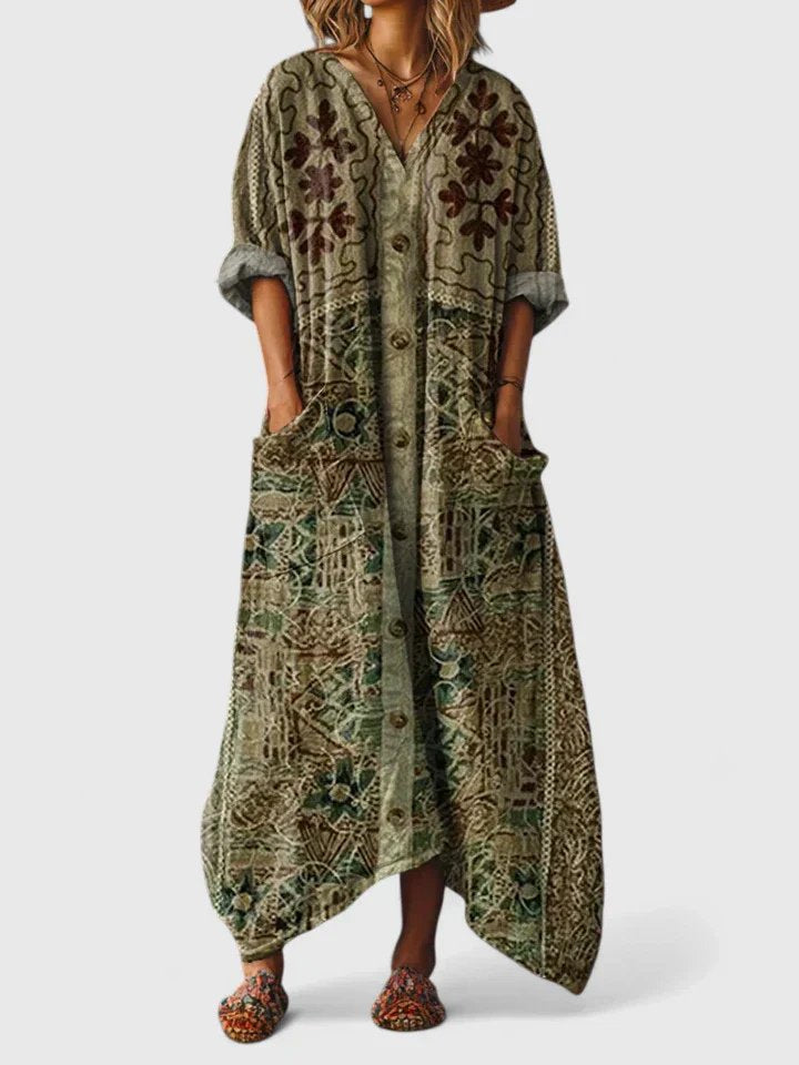 Isabella | Maxi Vestido Bohemio de Algodón con Estampado Paisley para Mujer 4