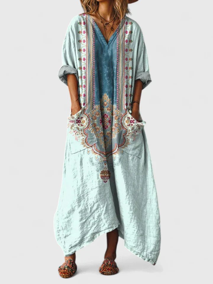 Isabella | Maxi Vestido Bohemio de Algodón con Estampado Paisley para Mujer 5