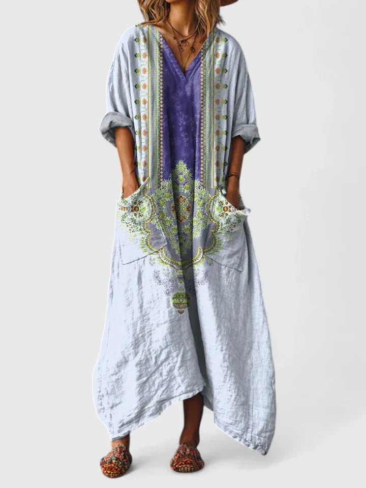 Isabella | Maxi Vestido Bohemio de Algodón con Estampado Paisley para Mujer 6