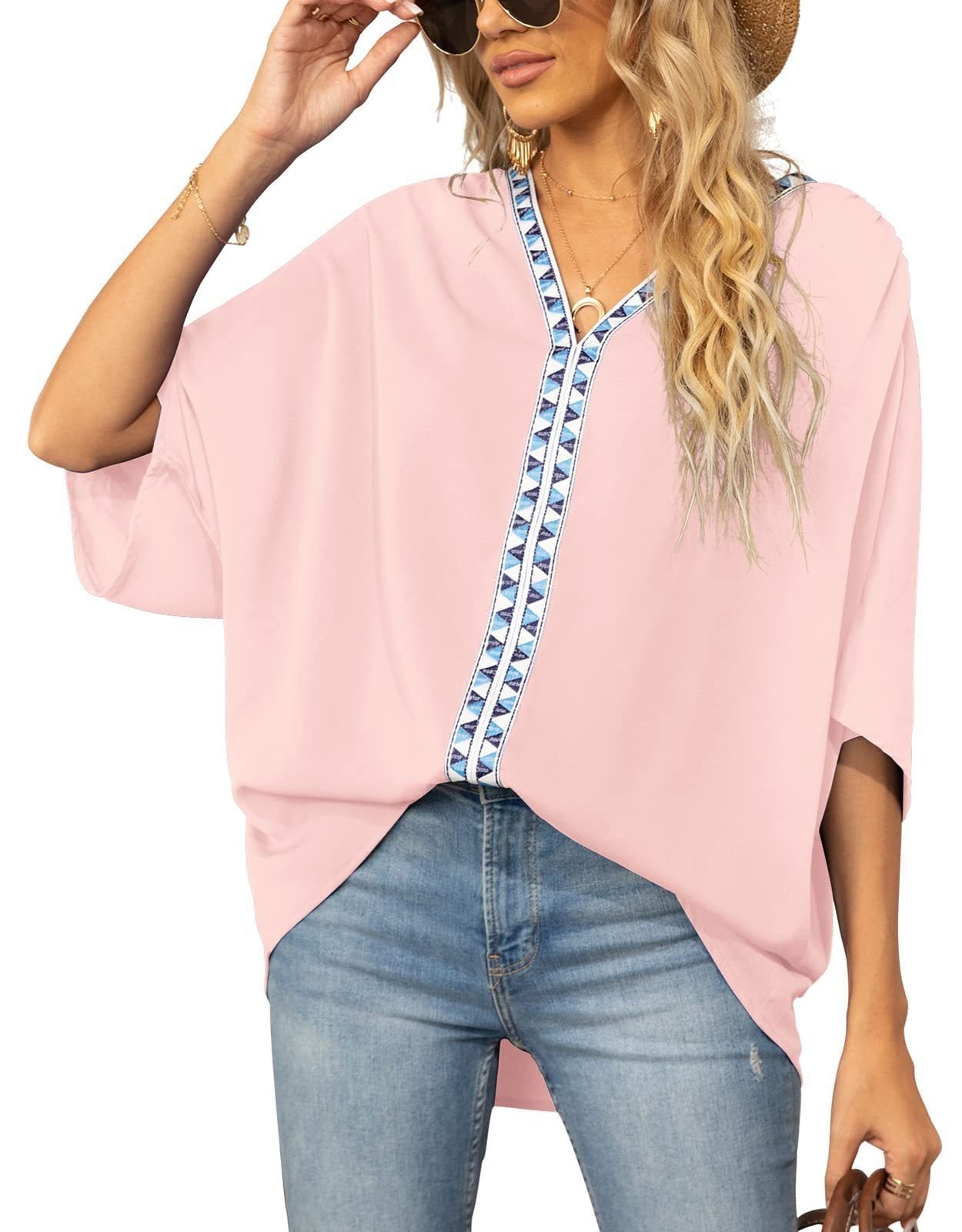 Isabella | Túnica Extragrande con Ribete Geométrico para Mujer 0