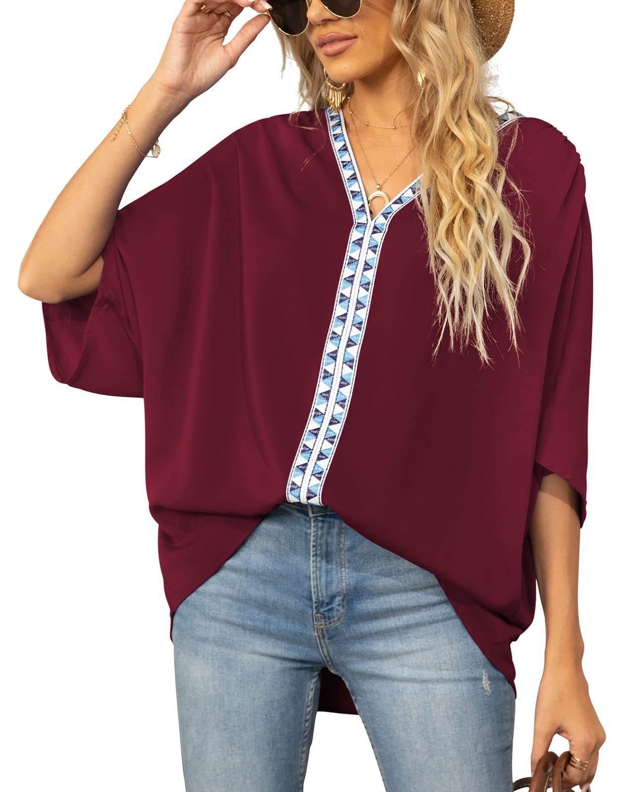 Isabella | Túnica Extragrande con Ribete Geométrico para Mujer 10