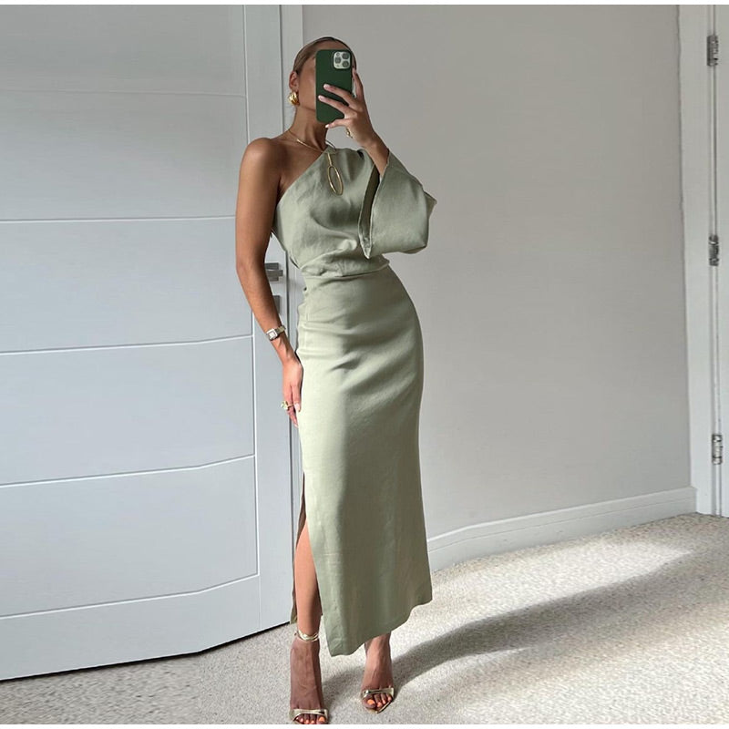Isabella | Vestido Largo Elegante de Un Solo Hombro para Mujer 0