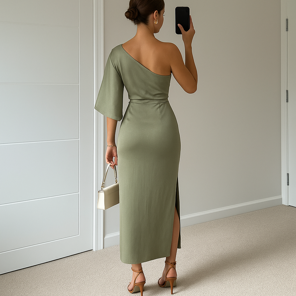 Isabella | Vestido Largo Elegante de Un Solo Hombro para Mujer 2