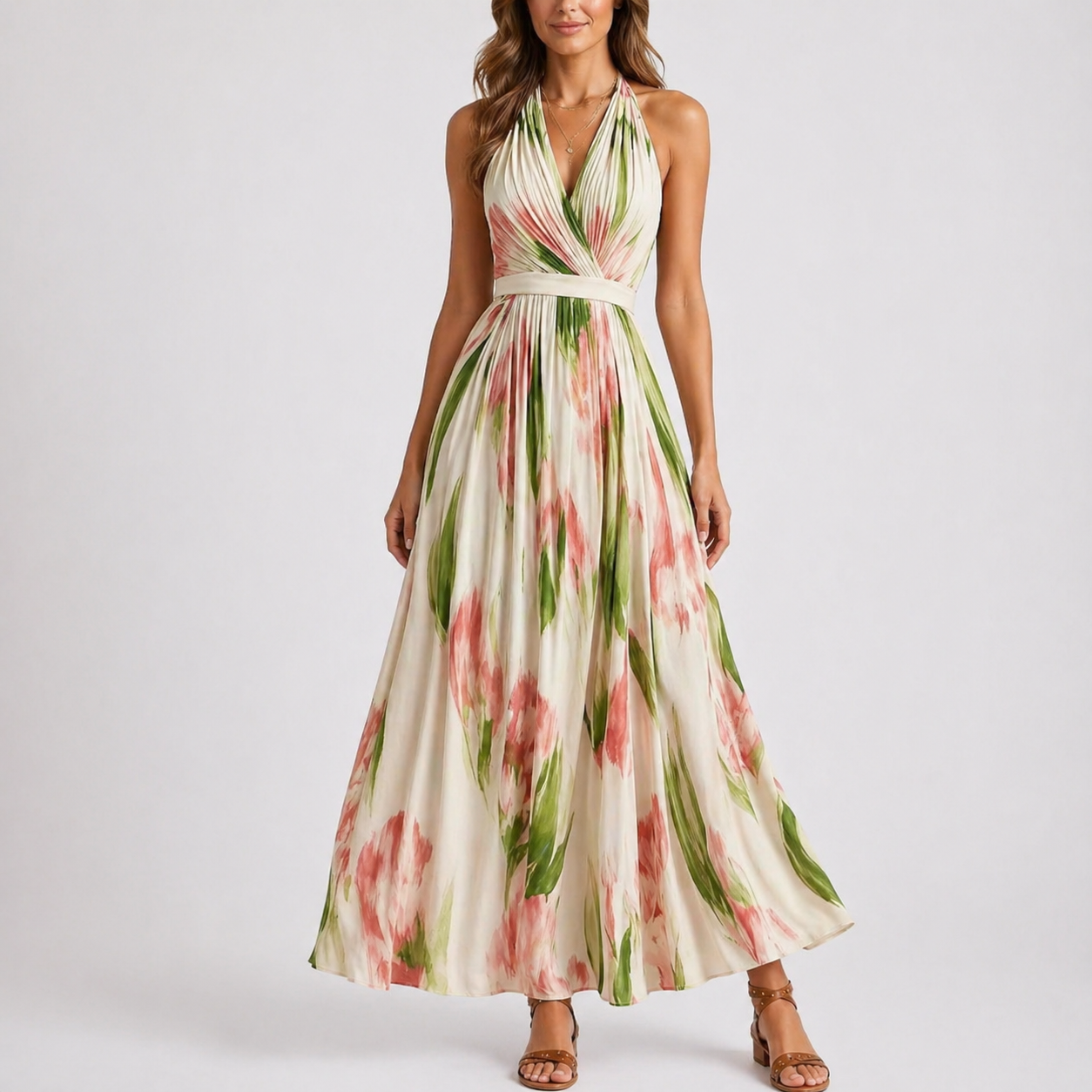 Isabella | Vestido Largo con Estampado de Acuarela para Mujer 0