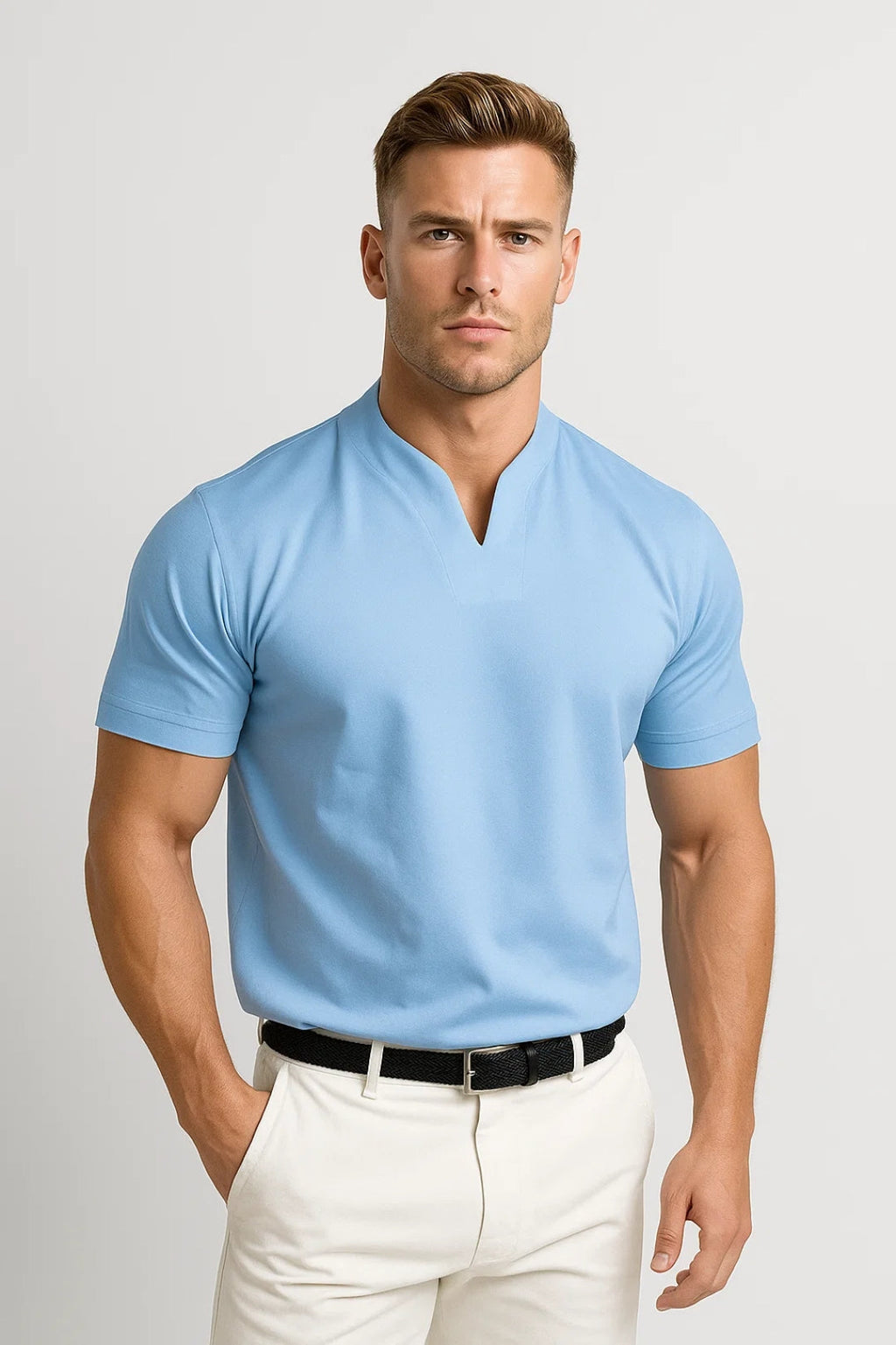 Javier | Camiseta de Algodón con Cuello en V para Hombre 3