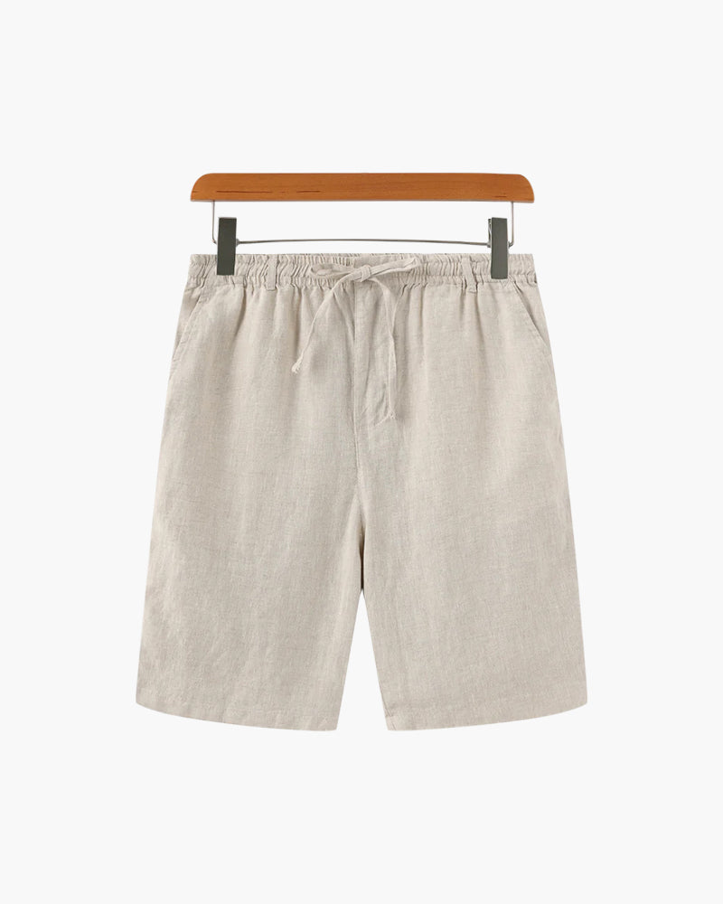Javier | Pantalones Cortos de Lino para Hombre con Cintura Elástica y Corte Recto 0