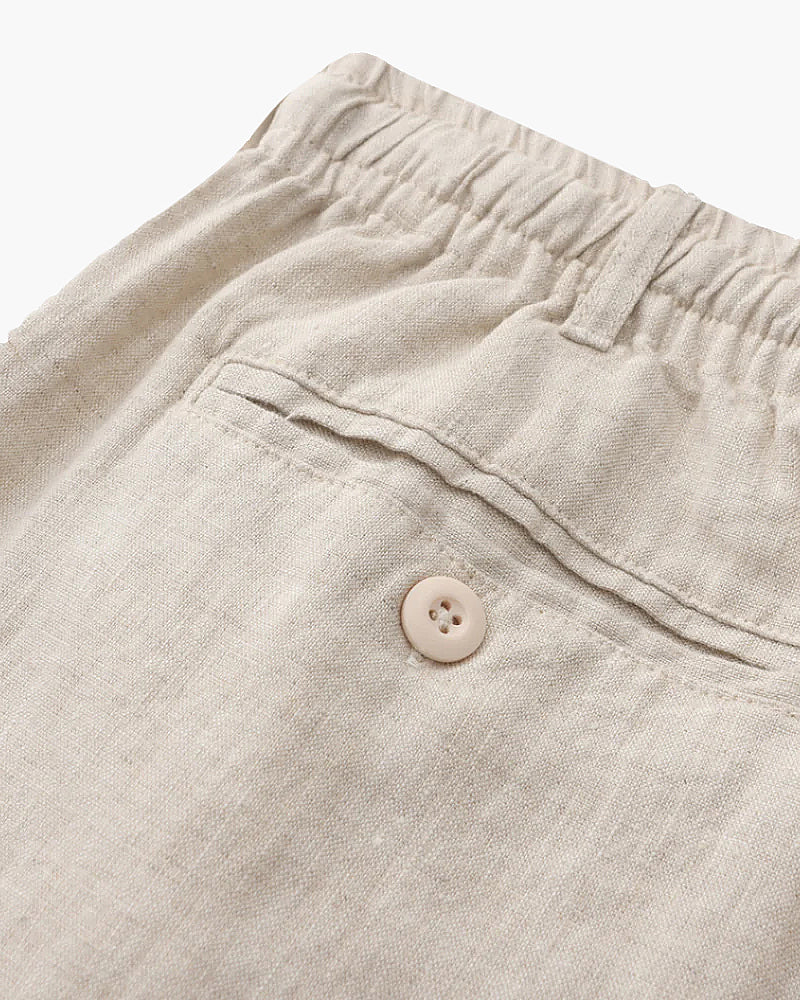 Javier | Pantalones Cortos de Lino para Hombre con Cintura Elástica y Corte Recto 7