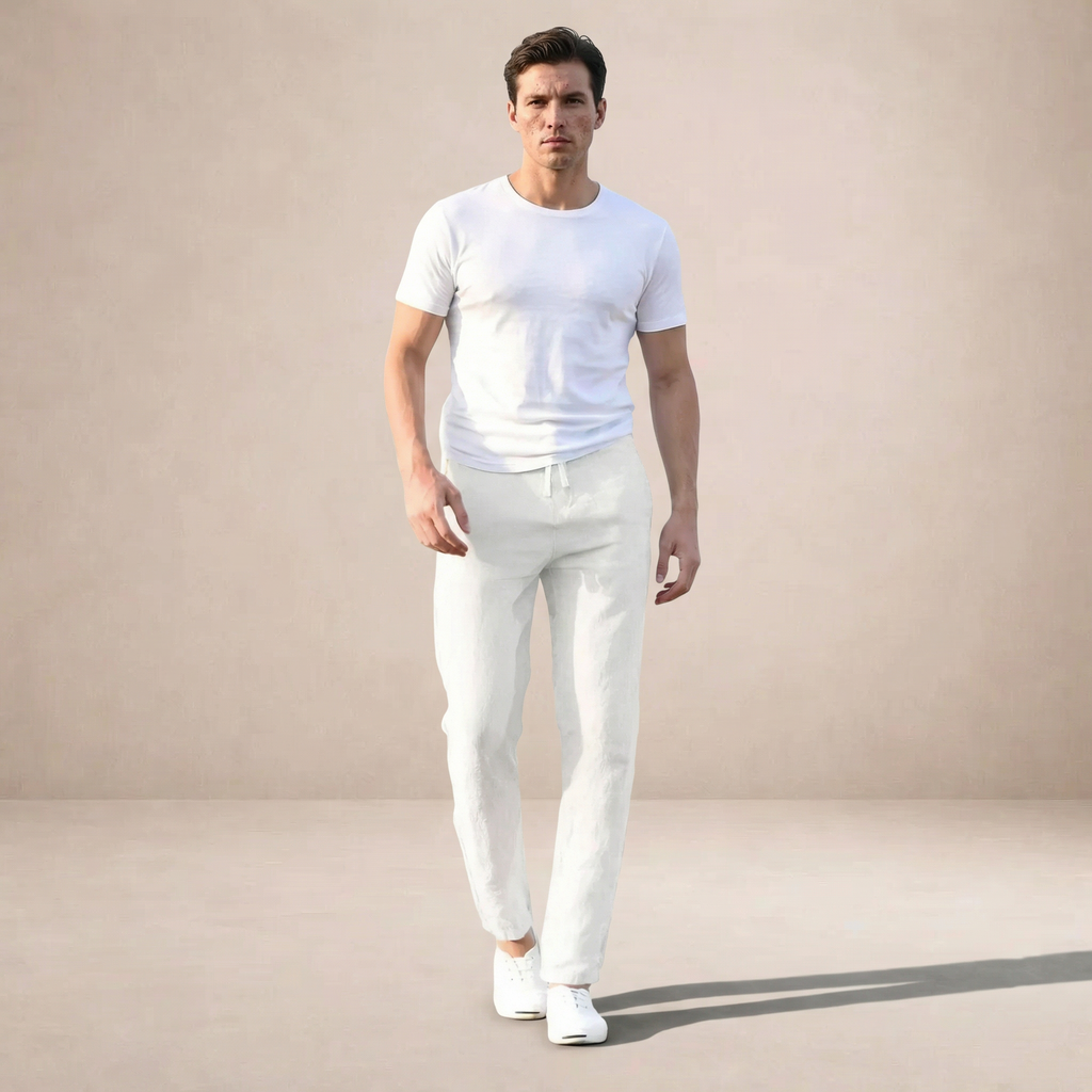 Javier | Pantalones de Lino para Hombre con Corte Recto y Cintura Elástica 4