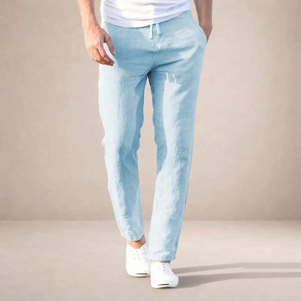 Javier | Pantalones de Lino para Hombre con Corte Recto y Cintura Elástica 5
