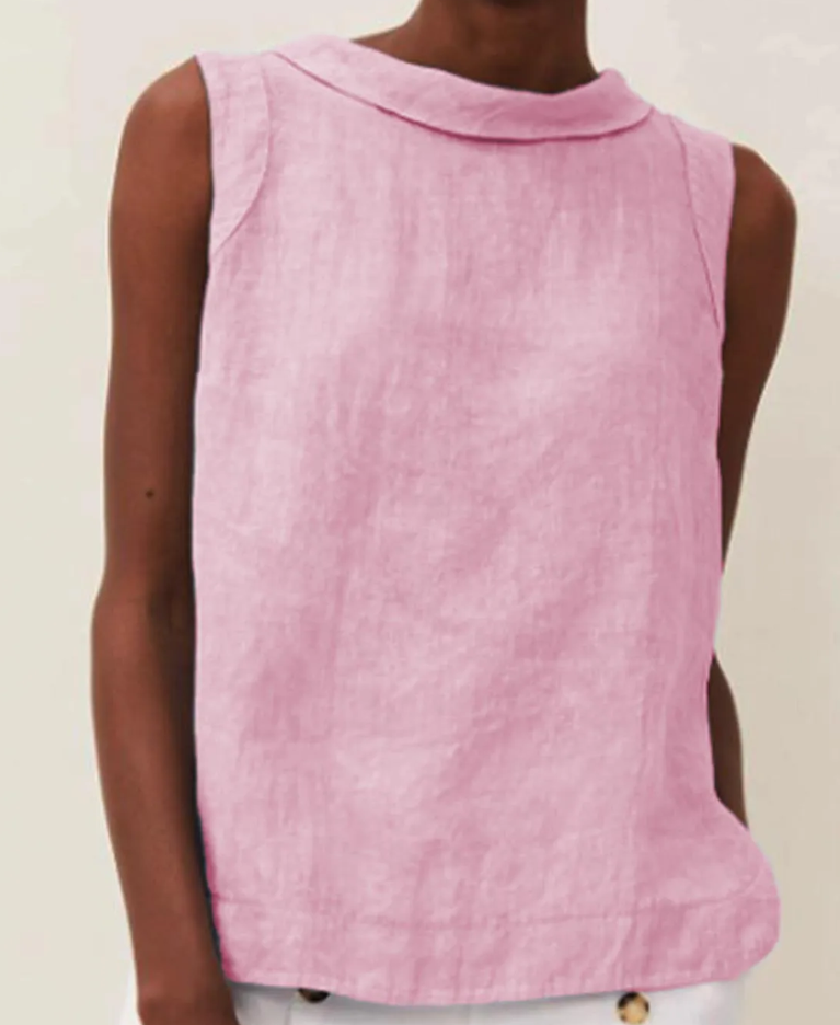 SOFÍA – Blusa de lino de manga corta para mujer