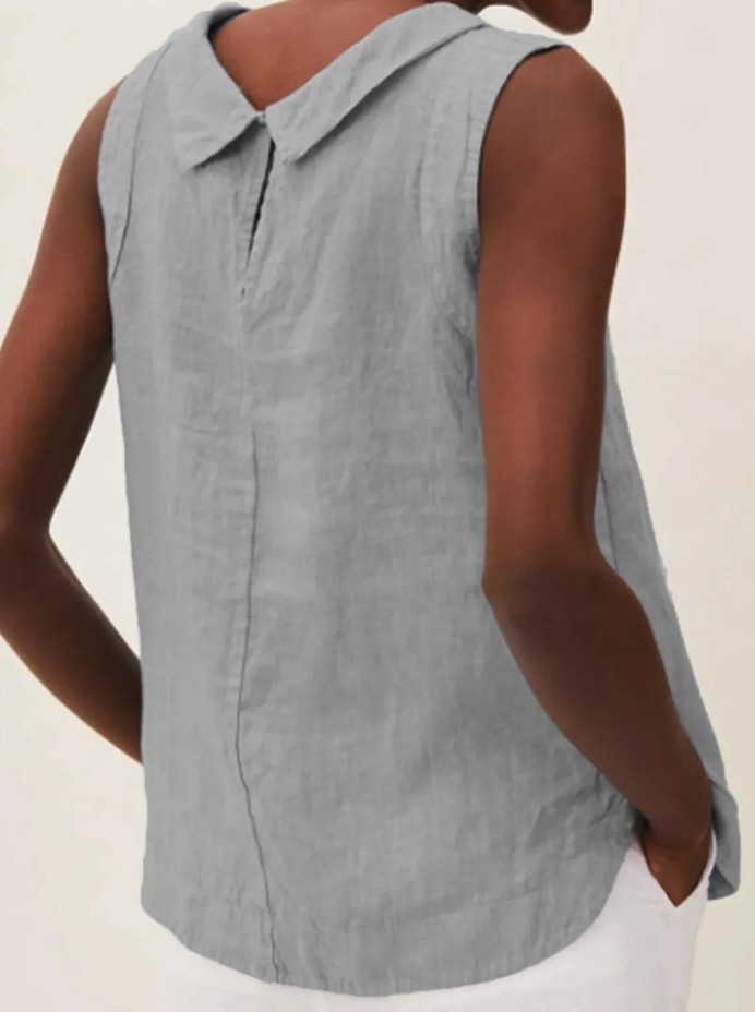 SOFÍA – Blusa de lino de manga corta para mujer