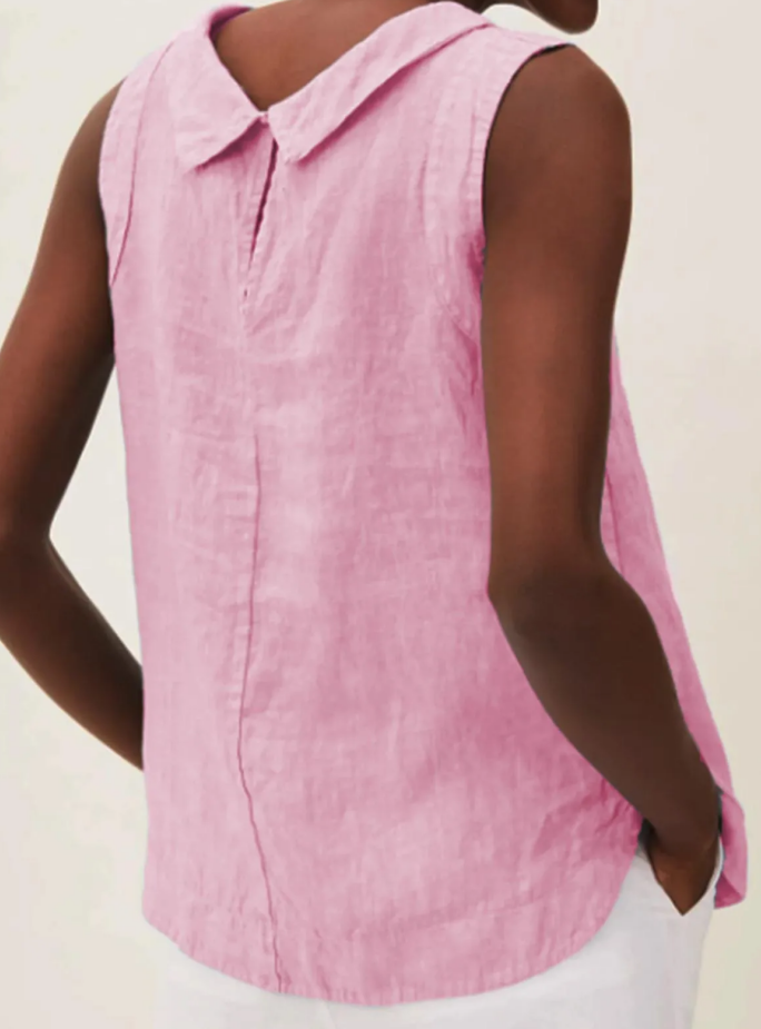 SOFÍA – Blusa de lino de manga corta para mujer