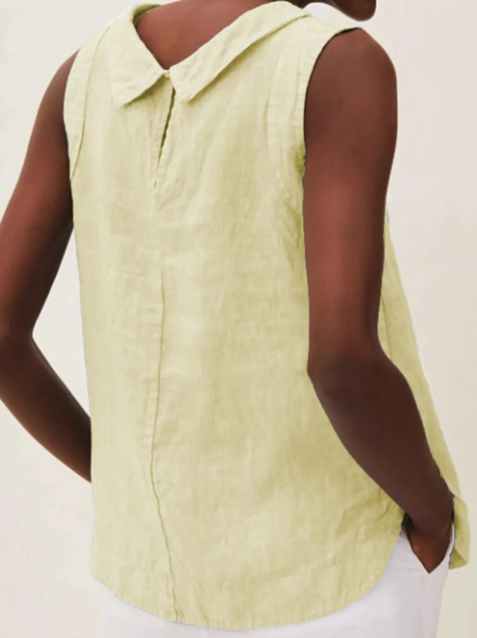 SOFÍA – Blusa de lino de manga corta para mujer