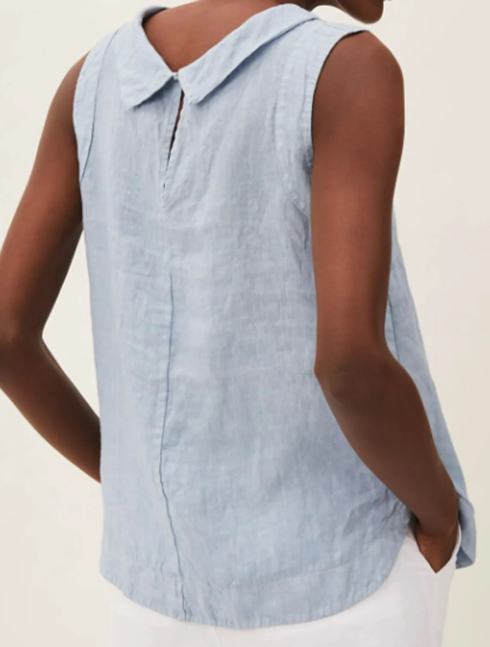 SOFÍA – Blusa de lino de manga corta para mujer