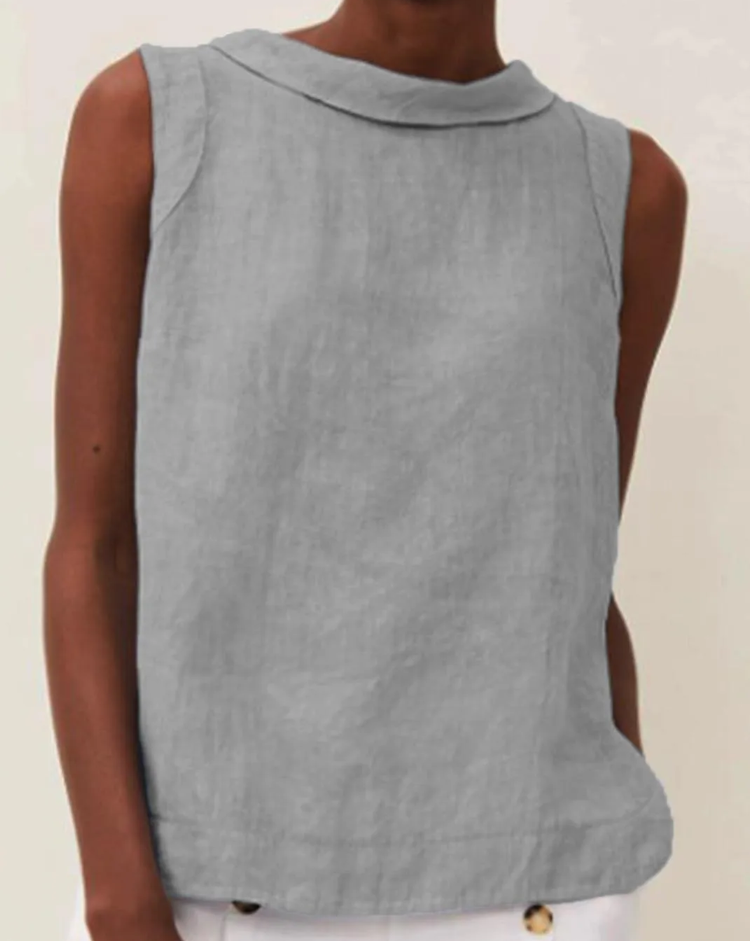 SOFÍA – Blusa de lino de manga corta para mujer