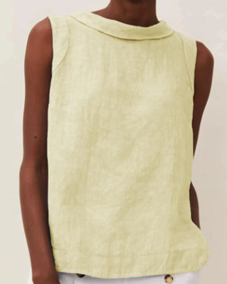 SOFÍA – Blusa de lino de manga corta para mujer