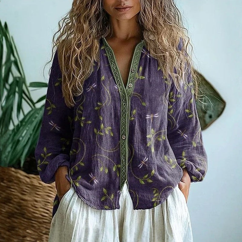 Lucía | Blusa Botánica con Botones para Mujer Elegante y Relajada 1