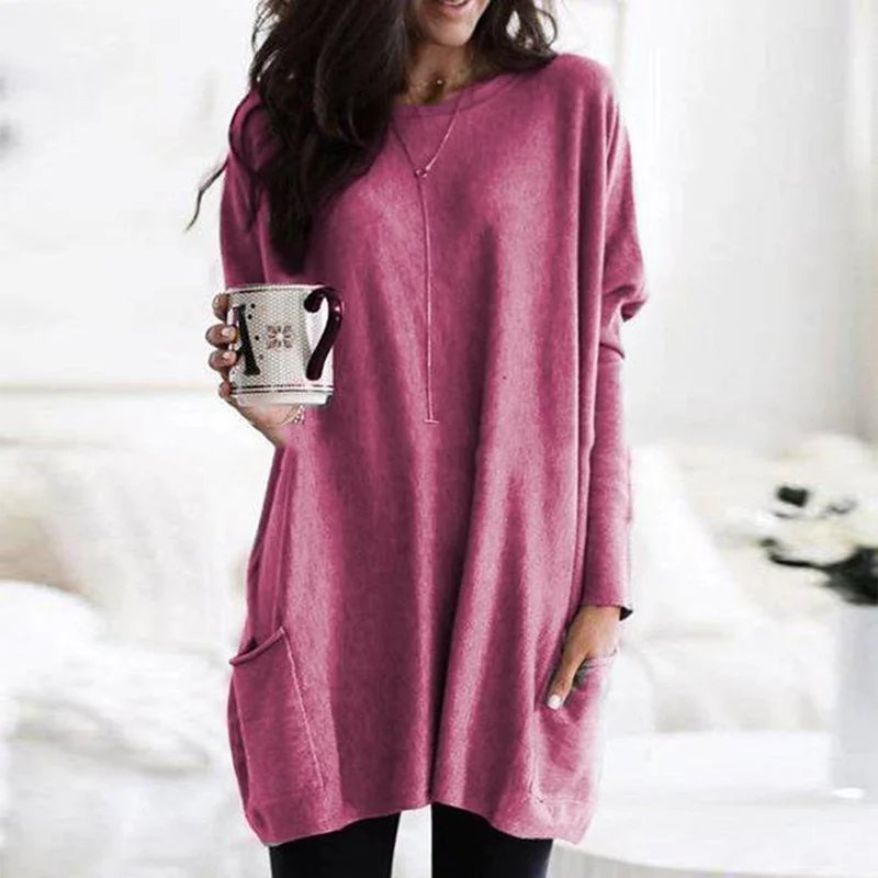 Lucía | Túnica de Manga Larga con Bolsillos para Mujer, Ajuste Extragrande, Estilo Casual 0