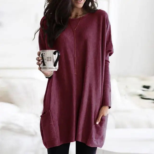 Lucía | Túnica de Manga Larga con Bolsillos para Mujer, Ajuste Extragrande, Estilo Casual 1