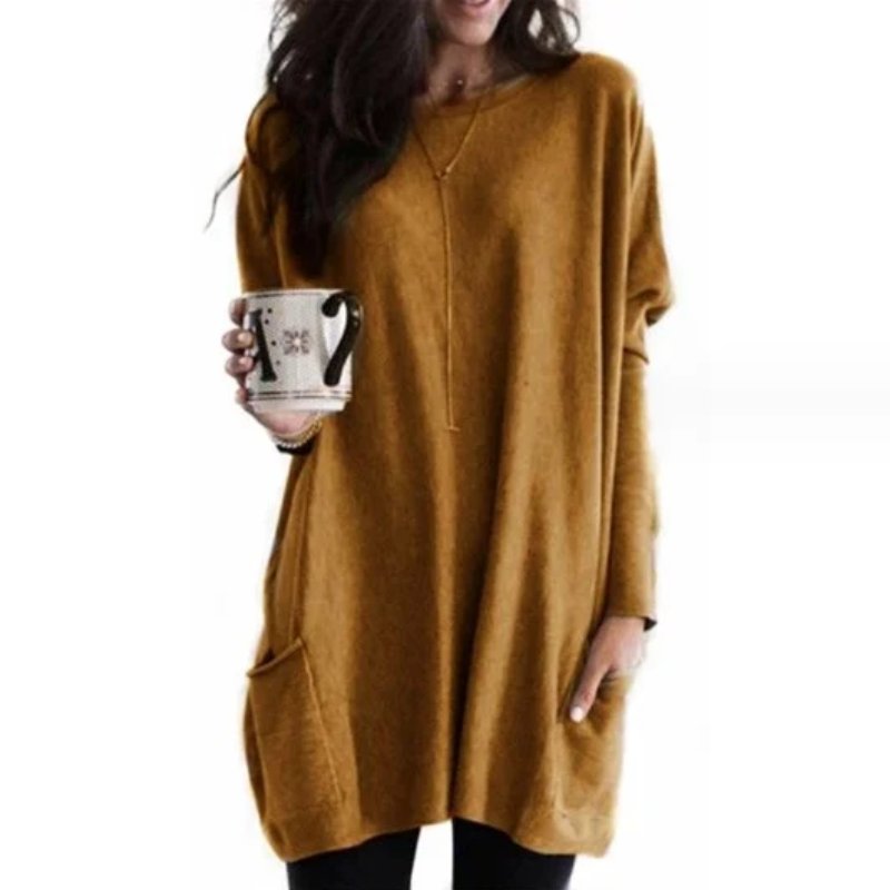 Lucía | Túnica de Manga Larga con Bolsillos para Mujer, Ajuste Extragrande, Estilo Casual 10